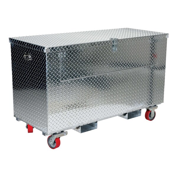 Portable Tool Box, Aluminum, 49" W x 26" D x 33" H, Added Fork Pockets, Fold Down Front & Casters